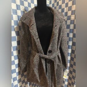 NWT Larry Levine Blackberry Tweed Pea Coat